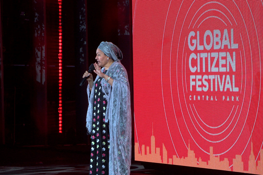 La Vice-Secrétaire générale de l'ONU Amina Mohammed s'adresse au public du festival Global Citizen à Central Park à New York.